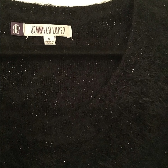 💋Jennifer Lopez💋 Black Fashion Trend Fuzz Top - Picture 3 of 4